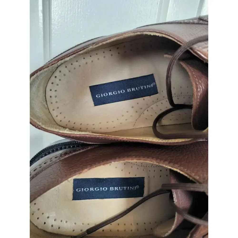 Giorgio Brutini Men’s Brown Leather Cap Toe‎ Derby Shoes  Made in Brazil Sz 12